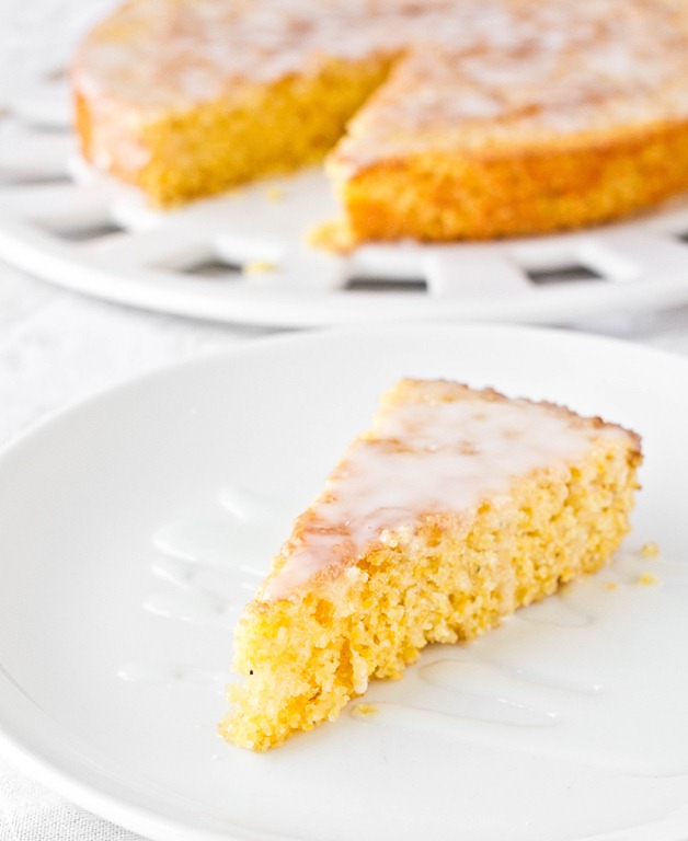 lemon cornmeal cake serving